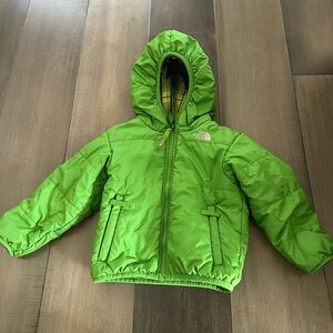 The North Face Vivid Green Quilted Hooded Reversible Jacket Toddler 2T